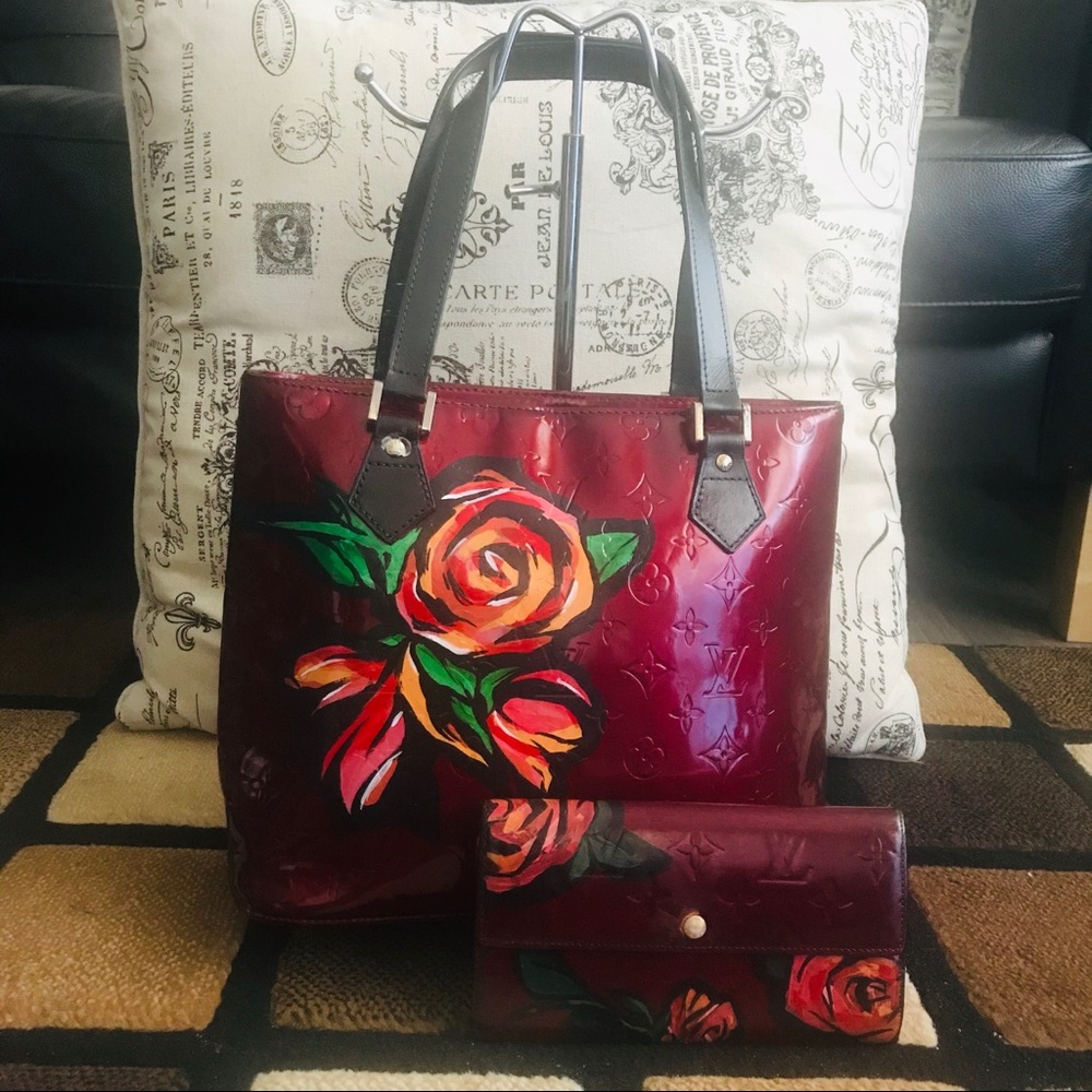 Louis Vuitton Houston Handbag Wallet Included Custom Painted